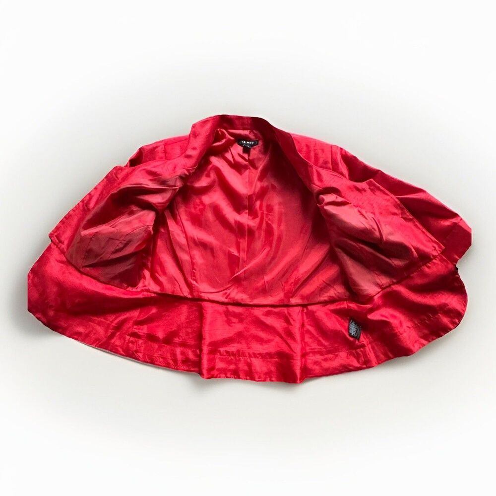NWT Le Bos Jacket Blazer Short Red Peplum 3/4 Sleeve Womens Size 14W Holiday - Picture 2 of 15